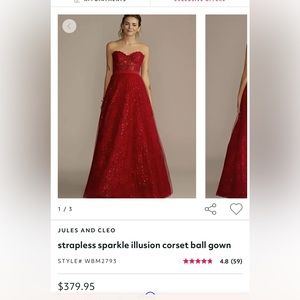 Red lace corset prom dress